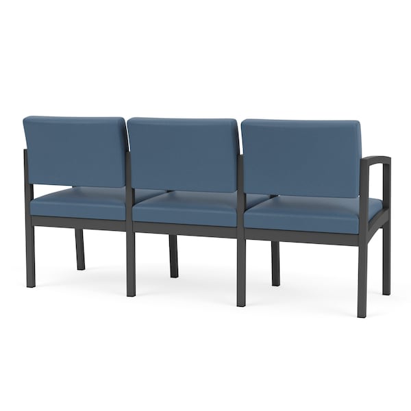 Lenox Steel 3 Seat Tandem Seating Metal Frame, Charcoal, MD Titan Upholstery